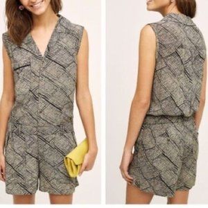 Anthropologie Hei Hei Nova Rayon Black Printed Women's Romper Size S